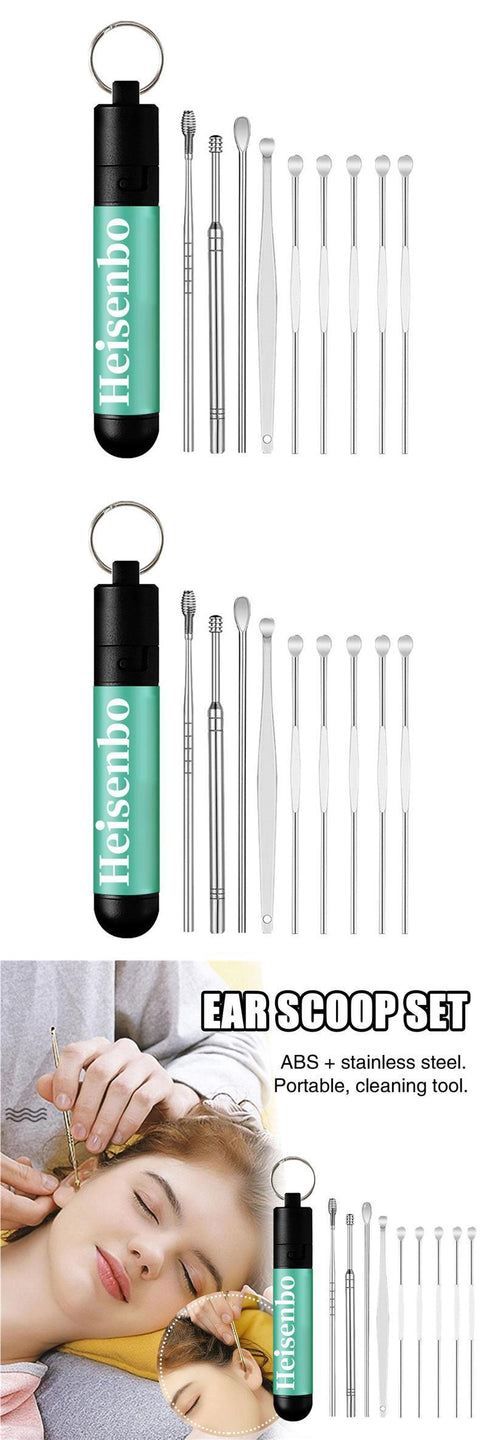 9PCs Steel Ear Buckle Ear Wax Cleaner Spoon Ear Care Ear Wax Removal Kit
